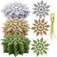 thumbnail image 2 of 12 copos de nieve en polvo dorado de 7,5 cm para Navidad, encantadores adornos navideños blancos para fiestas navideñas, decoración del hogar, 2 of 5