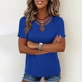 thumbnail image 5 of Edvintorg Womens Trendy Clothes Plus Size Lightweight Keyhole Neck Short Sleeve Cut Out Casual Shirts Women's Tops, Tees & Blouses Blue S, 5 of 6