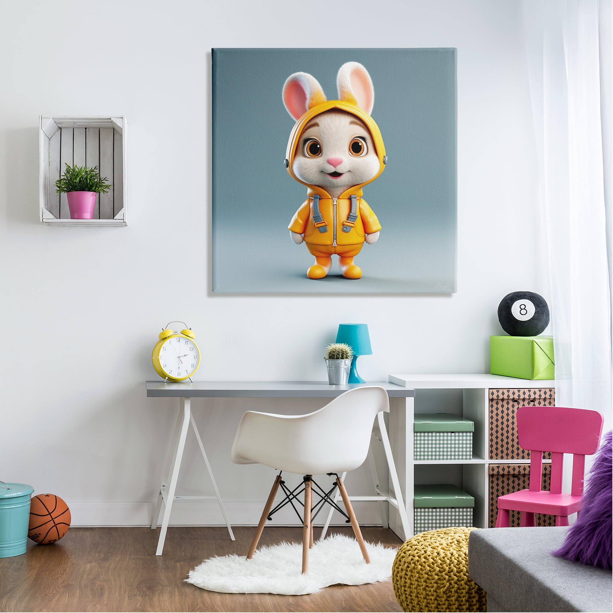 Stupell Industries Rabbit in Yellow Suit Animals & Insects Painting Gallery Wrapped Canvas Art Print Wall Art, 36 x 36