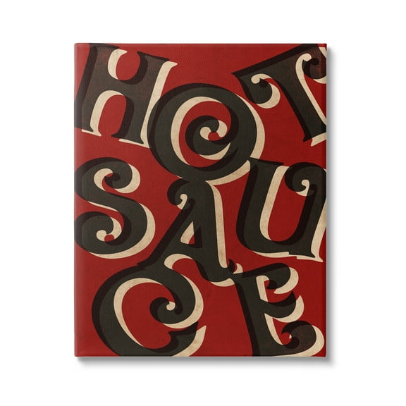 Stupell Industries Hot Sauce Curled Letters Whimsical Typography Sign Graphic Art Gallery Wrapped Canvas Print Wall Art, Design by Daphne Polselli