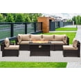 thumbnail image 4 of Gotland Outdoor Patio Furniture Set with 43" Propane Fire Pit Table, 8 Pieces Conversation Sets Wicker,Sand, 4 of 6