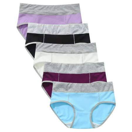 

OVTICZA Womens Underwear Packs Plus Size Control Top Womens High Waisted Underwear Plus Sie Bikini Panties Panties Pack of 5 Multicolor L