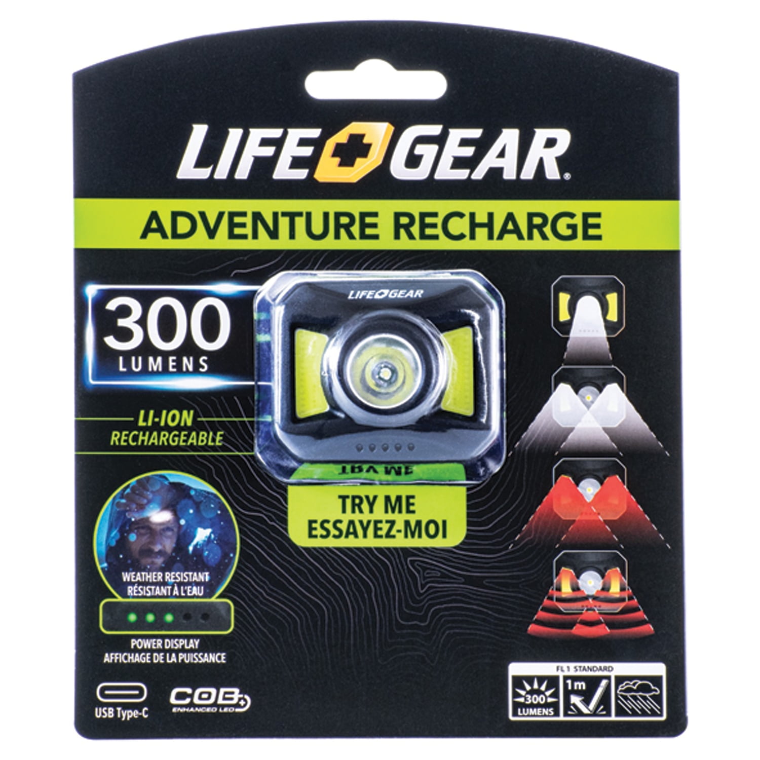 Dorcy Life+Gear 300 lm Black LED Head Lamp 18650 Battery