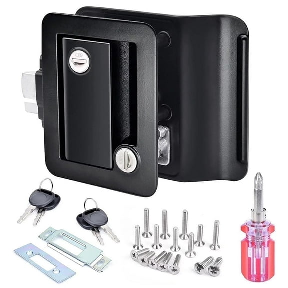 RV Entry Door Lock with Paddle Deadbolt for Travel Camper Trailer, Black