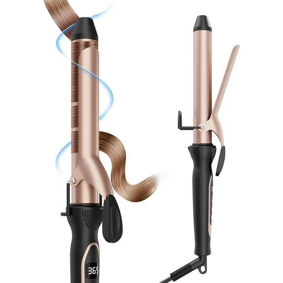 1.25 Inch Professional Curling Iron with Extra-Long Ceramic Barrel, Salon-Grade Hair Curler with Anti-Scald Tip & LCD Display for All Hair Types, Fast Heating