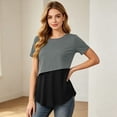 thumbnail image 6 of Hxshgdsn Womens Maternity Double Layer Nursing Top Short Sleeve Patchwork Round Neck for Breastfeeding（Gray/4XL）, 6 of 9