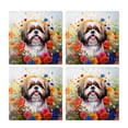 thumbnail image 2 of Welcome Spring Summer Shih Tzu Portrait Flower Blue Sky Set of 4 Stone Coasters Lion Dog Lover Gifts 4x4in Absorbent Soapstone Coaster - 12001, 2 of 5