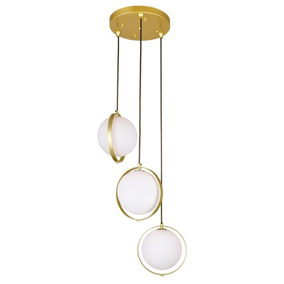 CWI Lighting Da Vinci 3 Light Contemporary Metal Pendant in Brass