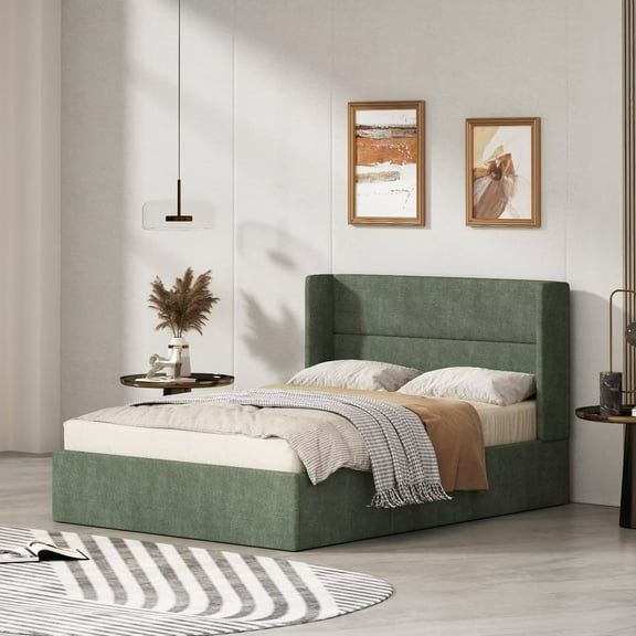 Hydraulic Gas Lift Up Storage Upholstered Platform Bed