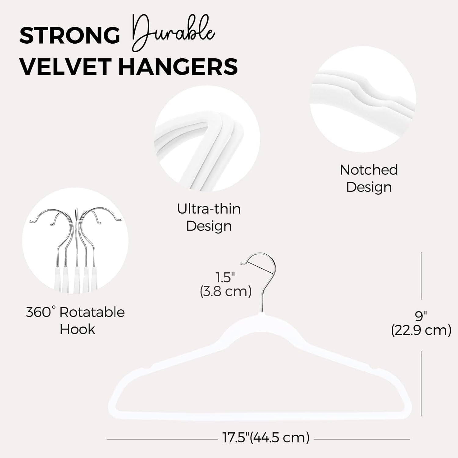cozymood Premium Velvet Hangers 30 Pack Clothes Hanger,Heavy Duty Non Slip Felt Hangers Suit Hangers White
