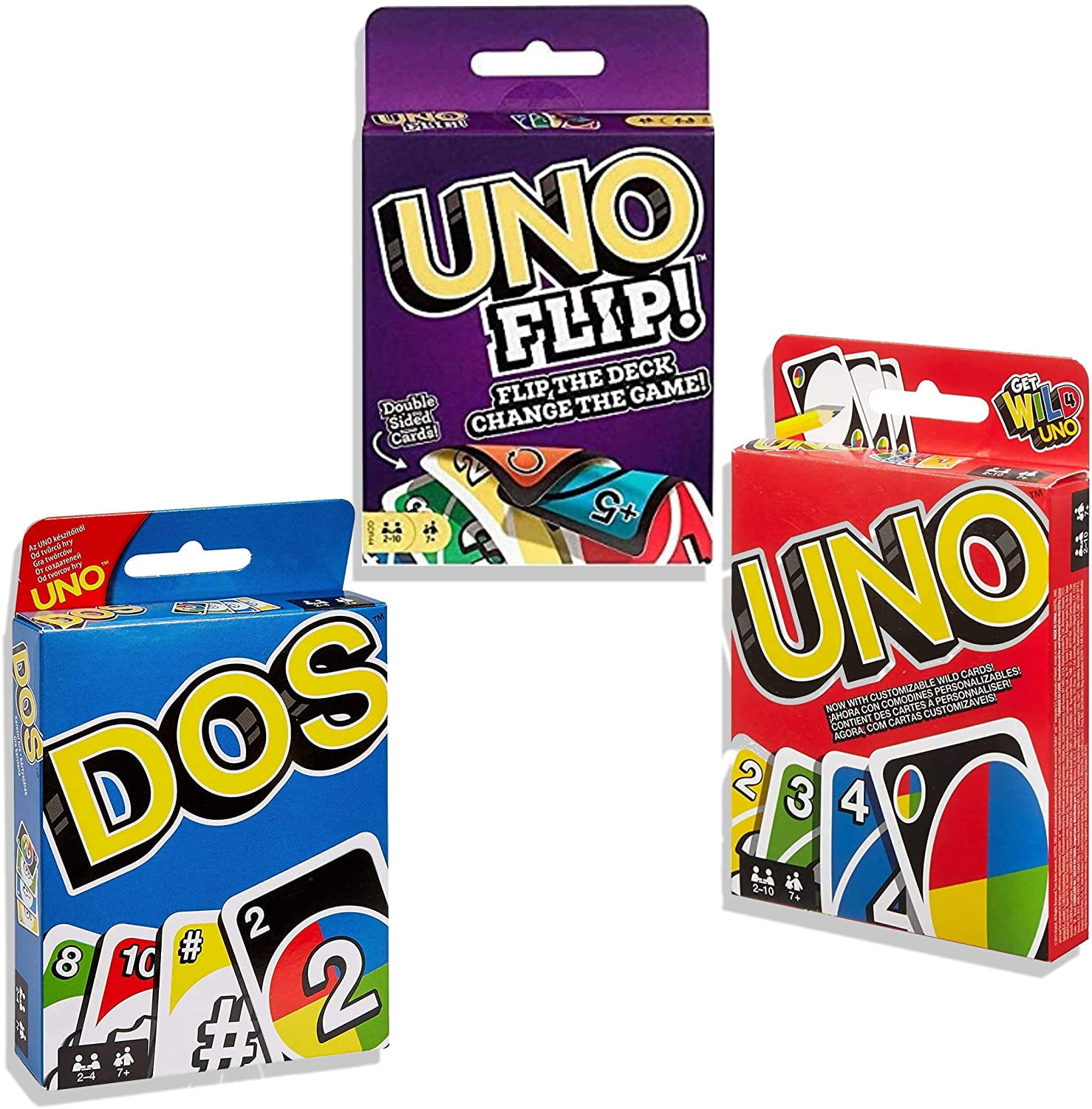 Flip Uno Multi color Family Fun Game choose Mattel UNO Card Game Bundled Dos 