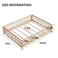 thumbnail image 2 of Full Floor Bed Frame, Montessori Floor Bed with Fence and Wood Slats, Natural, 2 of 7