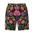thumbnail image 4 of Lsque Mens Swim Trunks Colorful Floral Embroidery Mexican Pattern - Bathing Suit Compression Liner - Beach Swim Shorts Swimwear - (S-3XL) - Stretch Quick Dry -XX-Large, 4 of 9