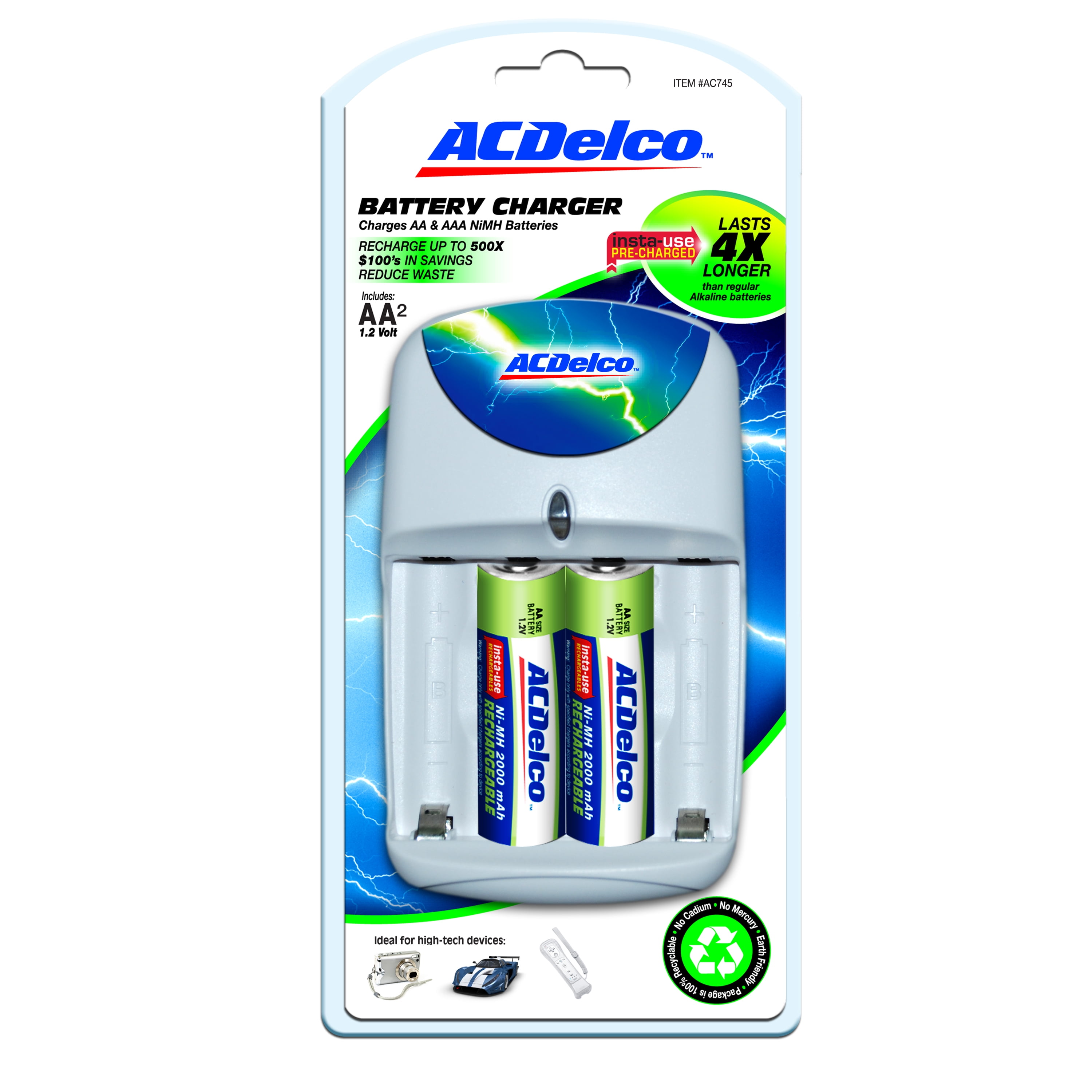 ACDelco Standard Battery Charger for AA and AAA Rechargeable Batteries