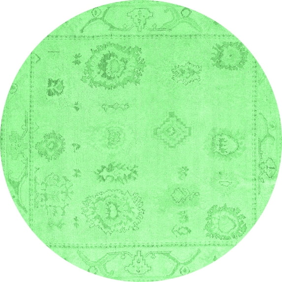 Ahgly Company Indoor Round Oriental Emerald Green Traditional Area Rugs, 6' Round