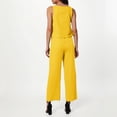 thumbnail image 4 of Conjunto de dos piezas de lino de color liso para mujer: top corto sin mangas con botones y pantalones de pierna ancha, tejido transpirable para el verano, 4 of 8