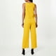 thumbnail image 4 of Conjunto de dos piezas de lino de color liso para mujer: top corto sin mangas con botones y pantalones de pierna ancha, tejido transpirable para el verano, 4 of 8