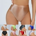 thumbnail image 4 of Women Underwear Glossy Briefs Wet Look Knickers Solid Shiny Panties Underpants, 4 of 9
