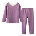thumbnail image 3 of XIMIN Kids Girls Outfit Solid Color Fleece Thermal Underwear Set High Tech Dralon Self Heating Long Johns Cold Weather Kids Base Layer Top Bottom, 3 of 7