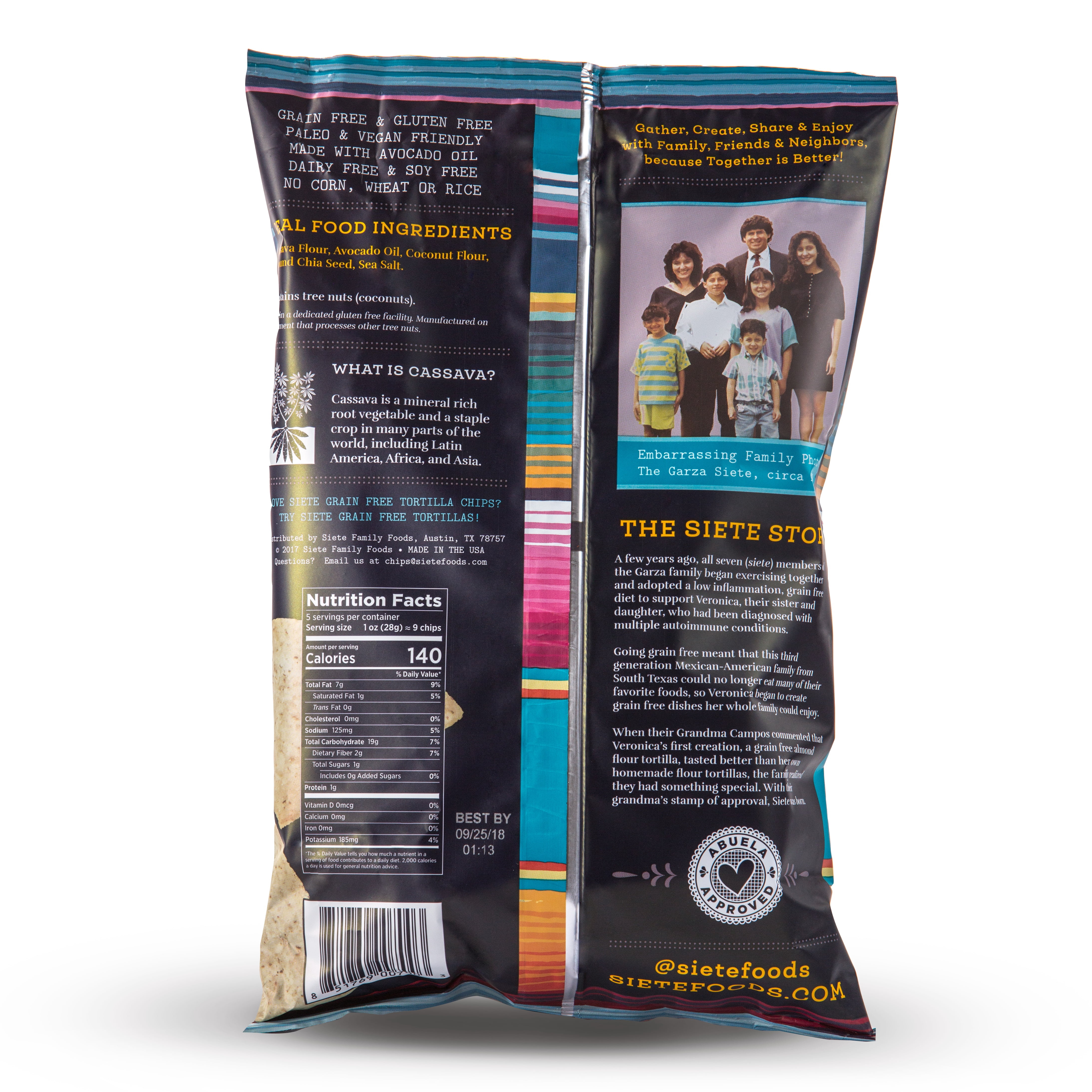 Siete Grain Free Tortilla Chips Mix, 4 Sea Salt, 4 Lime, 4 Nacho, 5 oz bags, 12-Pack