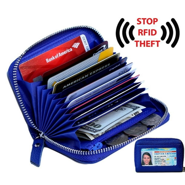 KALMORE Women's Genuine Leather Credit Card Holder RFID Secure