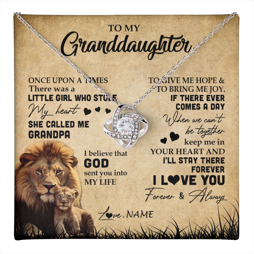 To My Granddaughter Lion Necklace From Grandpa I'll Stay There Forever Grandchild Birthday Graduation Christmas Customized Gift Box Message Card