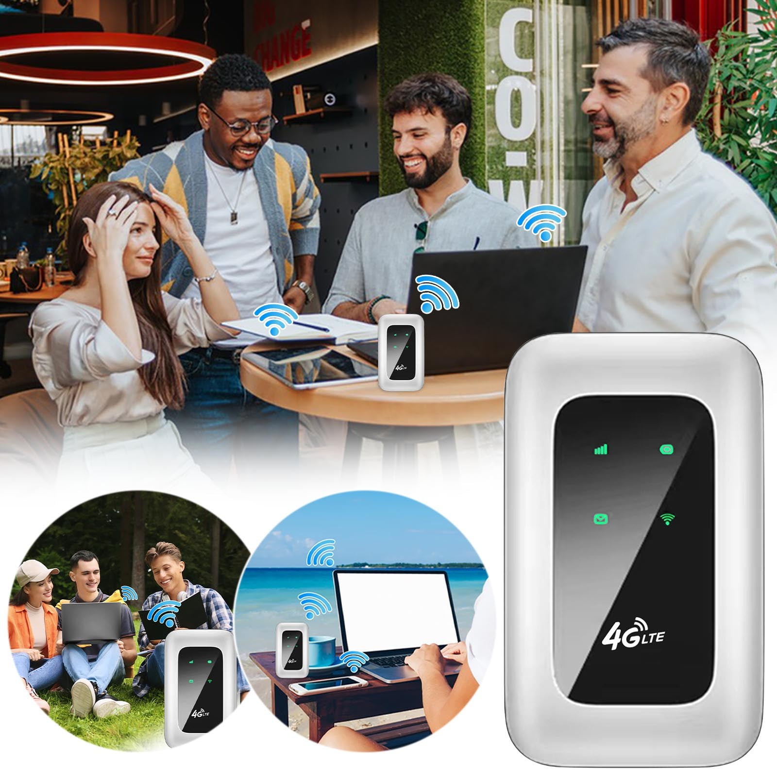 Coollooc Mobile Hotspot, 4G LTE USB Modem 300Mbps Unlocked 5G High Speed Hotspot with SIM Card Slot Portable Router for Travel, Business Trip, Work