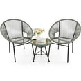 thumbnail image 2 of Costway 3PCS Patio Acapulco Furniture Bistro Set Plastic Rope Glass Table Grey, 2 of 12