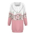 thumbnail image 7 of Women's Long Sleeve Hooded Sweatshirt Dress with Cute Floral Print, Casual Dress with Side Pockets for Fall and Winter, Cozy and Fashionable Retro Style Hoodie Dress,Pink,L, 7 of 7