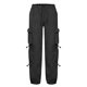thumbnail image 3 of Gibobby Pantalones deportivos para mujer Pantalones cargo holgados para mujer, Retro, con múltiples bolsillos, con cordón, hebilla de nariz de cerdo(Negro,M), 3 of 5
