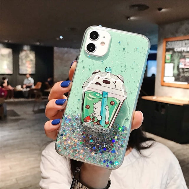 Funda de teléfono de silicona suave con purpurina dinámica de dibujos animados para Samsung Galaxy S20 FE S23 S21 S22 S10 Plus S9 S8 Note 20 U, cubierta líquida Fivean unisex