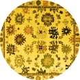 thumbnail image 1 of Ahgly Company Machine Washable Indoor Round Abstract Yellow Modern Area Rugs, 8' Round, 1 of 4