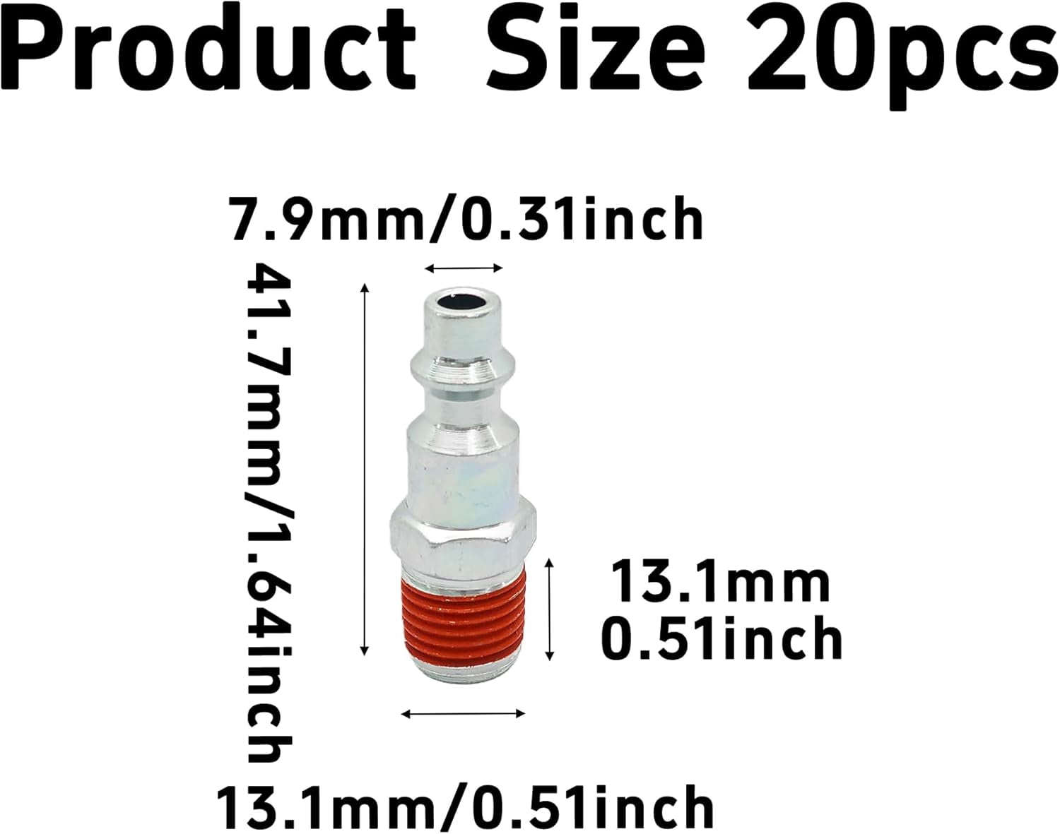 MKEUDQ-20PCS 1/4" NPT Male Air Plugs, Industrial Pneumatic Quick Connect Fittings for Air Compressor Hose, Iron Construction with Sealed Threads