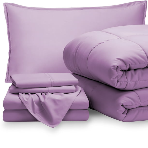 Bed In A Bag Comforter Set With Sheets, Purple Twin Xl Dorm Bedding Sets