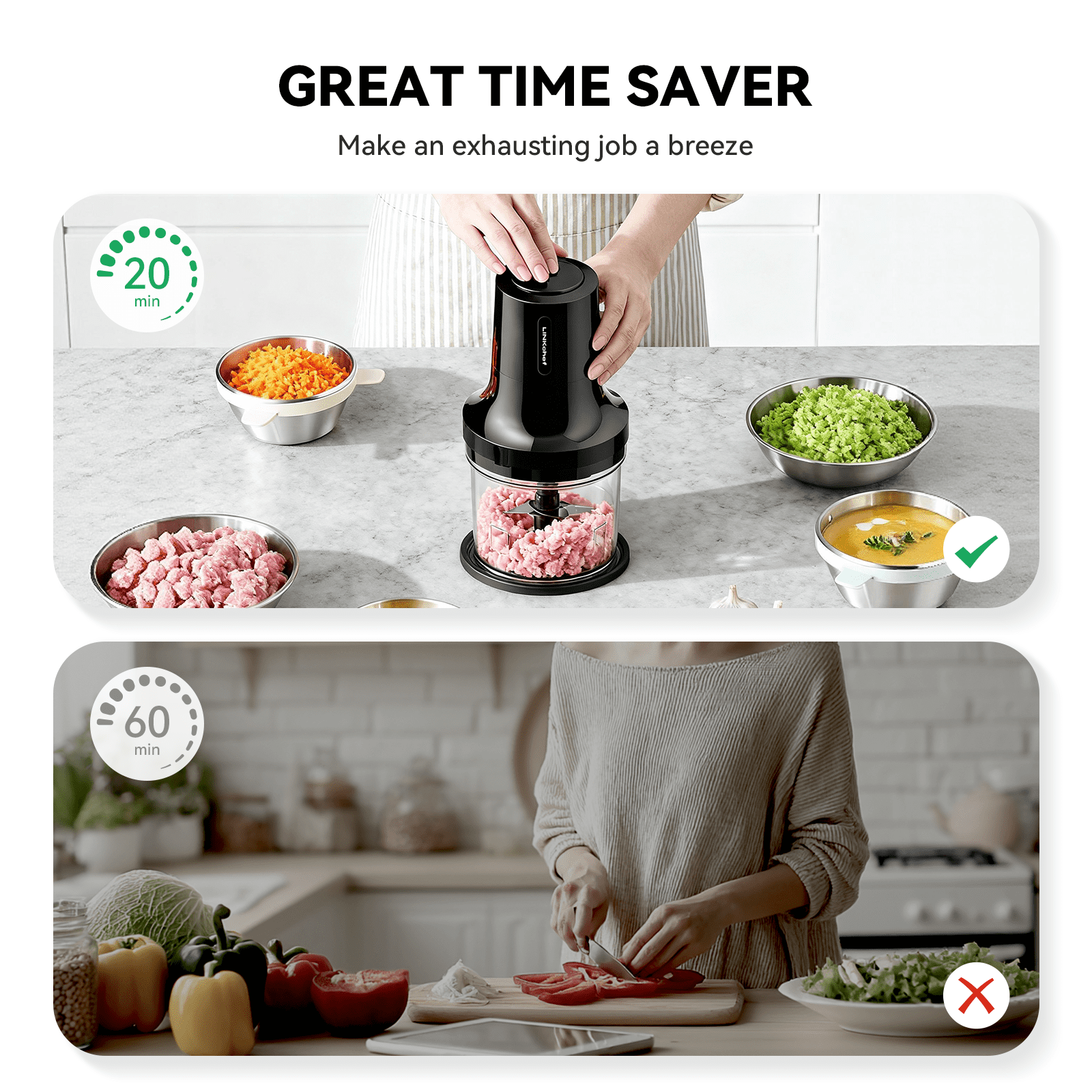 LINKChef Food Chopper, 3 Cup Food Processor