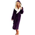 thumbnail image 1 of Batas Prolriy para mujer, bata de baño alargada de felpa de invierno para mujer, bata de manga larga, bata de mujer morada M, 1 of 8