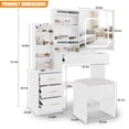 thumbnail image 2 of TROPOW Vanity Desk,Makeup Vanity,with Mirror and Lights,Bedroom Dresser with Electrical Outlet 4 Drawer Storage Cabinet Dresser with Sliding Mirror and Lighting Dresser Set with Stool, 2 of 7