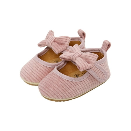 

Binpure Newborn Girl Flat Shoes Anti-Slip Bowknot Decor Shoes with Hairband