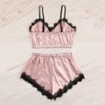 thumbnail image 2 of Ersazi Women Tops Shorts Lace Bowknot Nightdress Camisole Pajamas Underwear Set On Clearance Womens Silk Pajamas Pink Xl, 2 of 4
