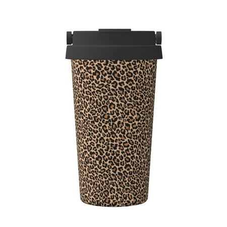 

Tebeau Brown Leopard Print Travel Coffee Mug Insulated Coffee Cup with Leakproof Lid Coffee Tumbler Reusable Coffee Cups with Seal Lid