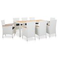 thumbnail image 1 of vidaXL Ensemble de Salle à Manger de Patio Table et Chaises en Rotin Poly Blanc, 1 of 6