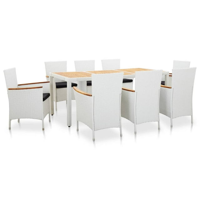 vidaXL Ensemble de Salle à Manger de Patio Table et Chaises en Rotin Poly Blanc