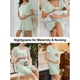 thumbnail image 4 of Avidlove Nightgowns for Women Button Down Bamboo Viscose Nightshirts Short Sleeve Sleepshirt Crew Neck House Dress with Pockets Sleepwear, 4 of 7