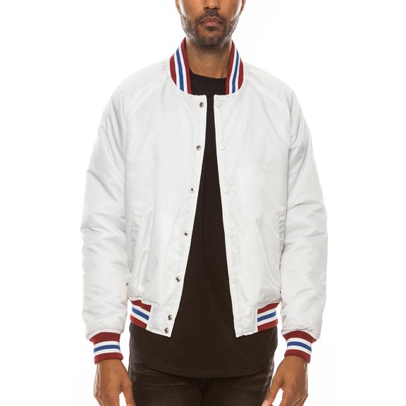 Men's Premium Classic Snap Button Baseball Letterman Varsity Bomber Jacket Windbreaker