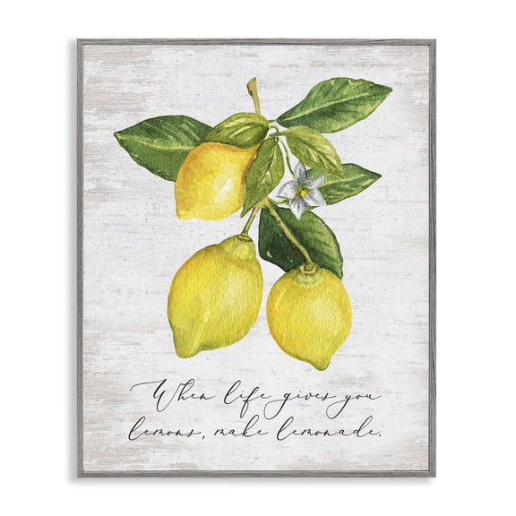 Stupell Industries French Country Life & Lemons Phrase Gray Framed Giclee Art, 24 x 30, by Lettered and Lined