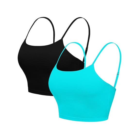 Alove Women Cropped Built-In Bra Camisole Adjustable Straps Tank Tops,2 -Packs