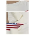 thumbnail image 5 of Women'S Flag Pattern Long Sleeve Round Neck Sweater Casual Loose Pullover Sweater White M, 5 of 6