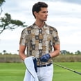 thumbnail image 6 of Vsdgher Cartoon Bear Print Men's Short Sleeve Stretch Polo Shirt, Moisture-Wicking Performance Polo Shirt, 6 of 8