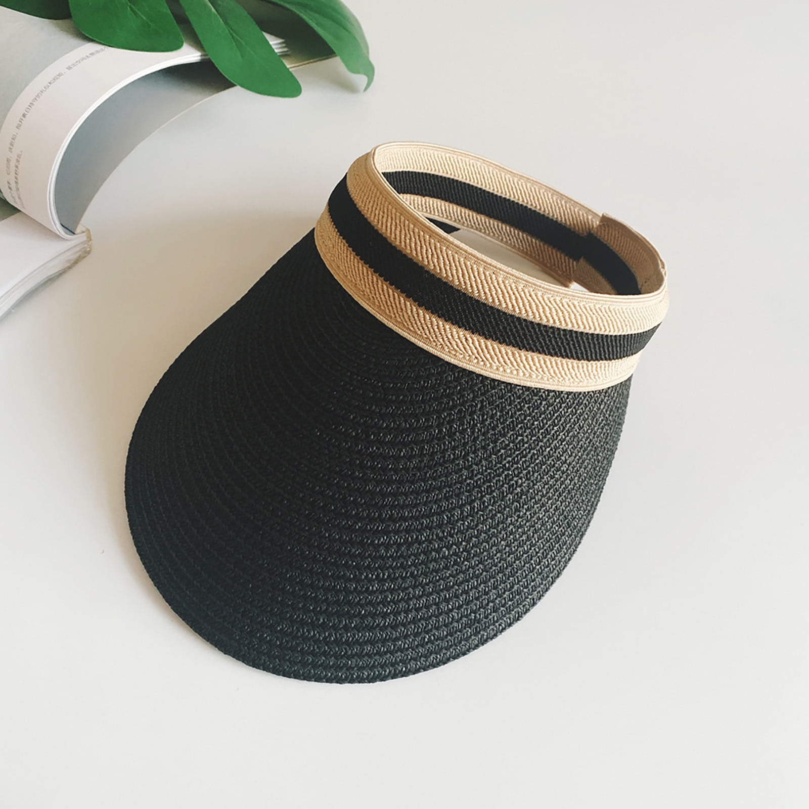 QWANG Sun Visor Hats For Women Wide Straw Visors Womens Foldable Beach