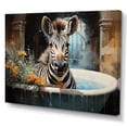 thumbnail image 2 of Designart "Zebra Floral Bath Encounter" Bathroom Canvas Wall Art, 2 of 7